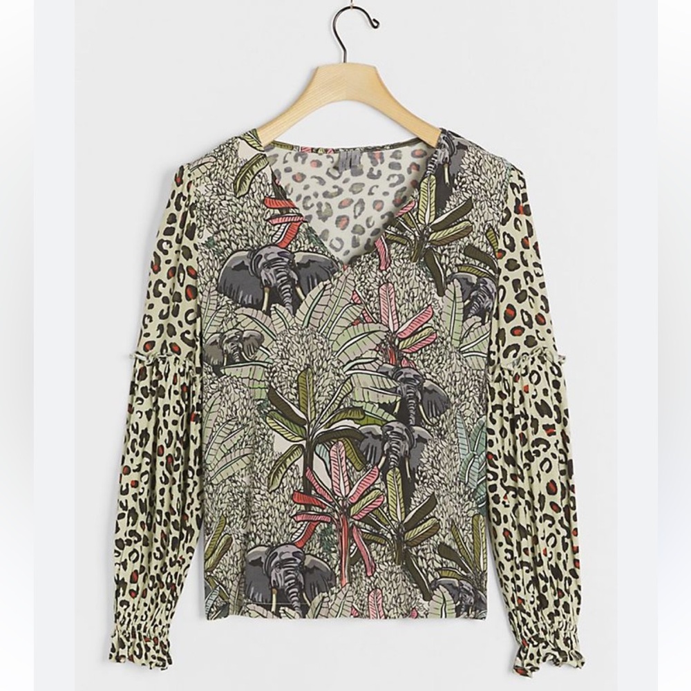 Anthropologie Blank London Wildlife Elephant Top Size XS